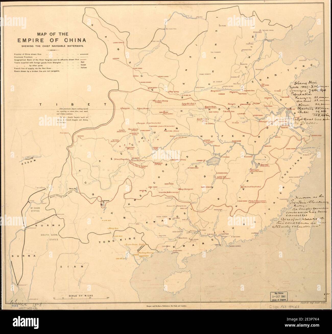 Carte de l'Empire de Chine - le chef de la rotation voies navigables Banque D'Images