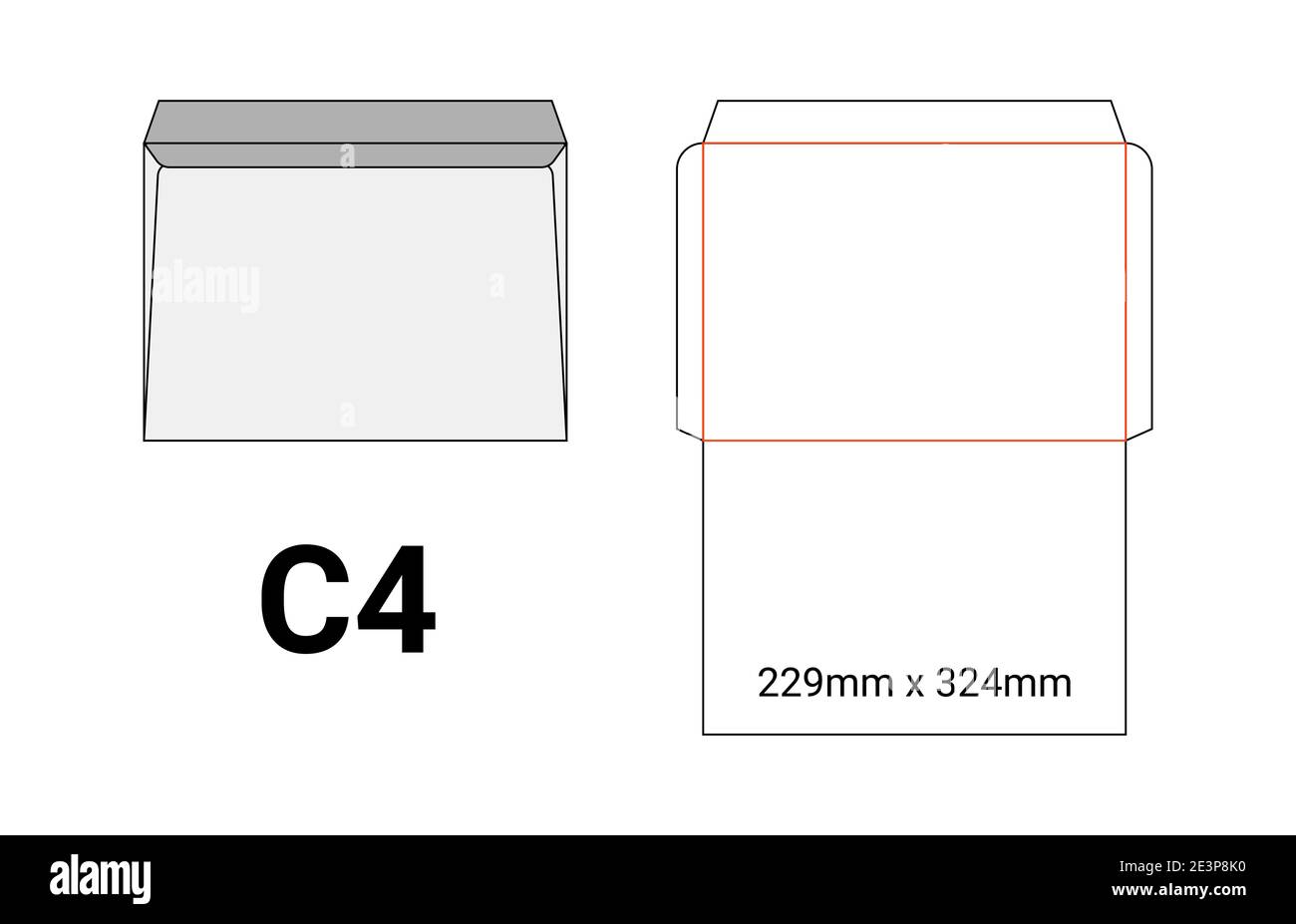 Maquette d'enveloppe C4 format de coupe a4 blanc Image Vectorielle Stock -  Alamy