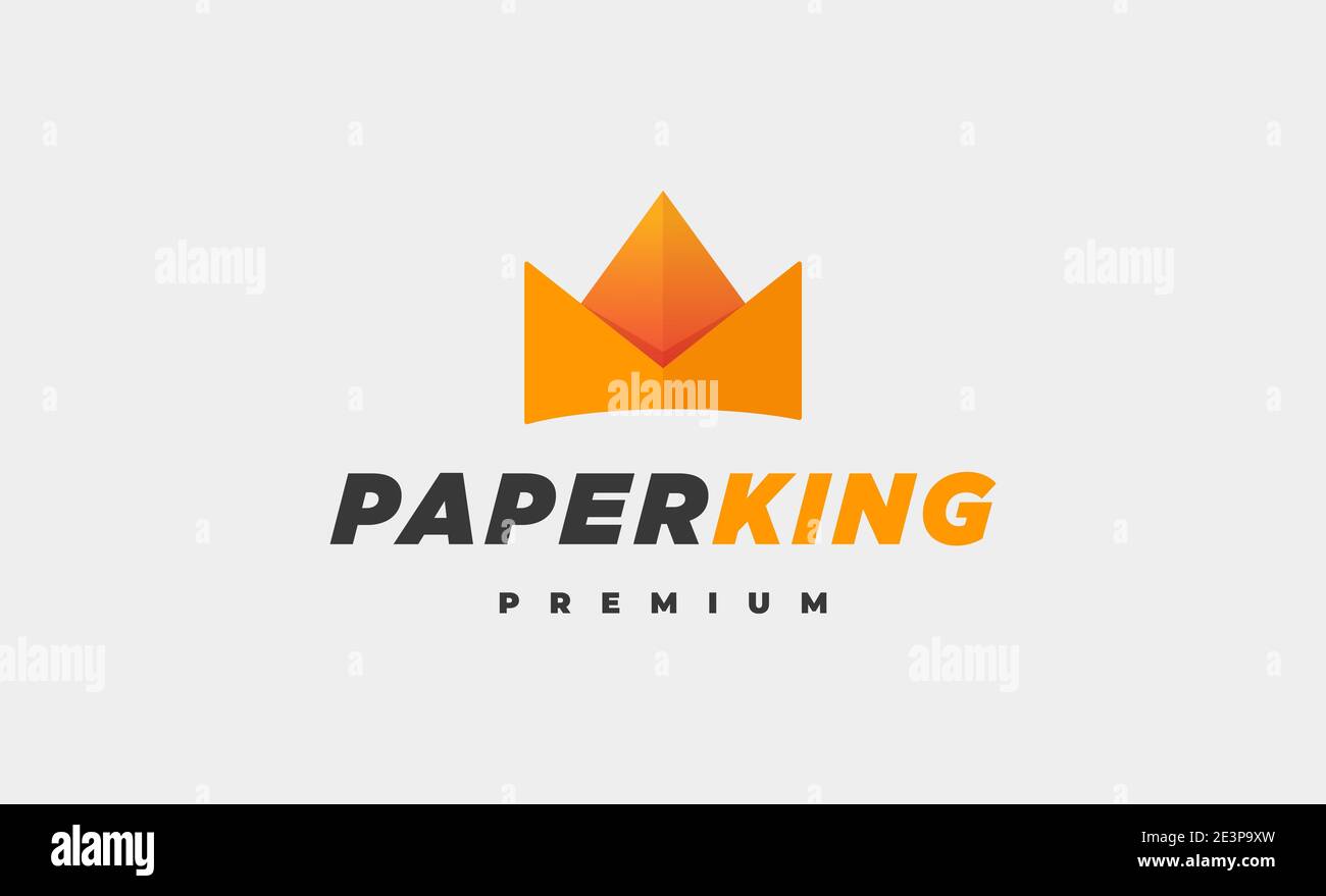 Illustration vectorielle de conception d'icône de logo King en papier Banque D'Images