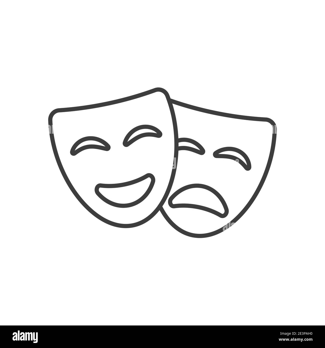 Silhouette d'icône de masque de théâtre. Théâtre drame comédie vecteur icône, acteur agissant logo Illustration de Vecteur