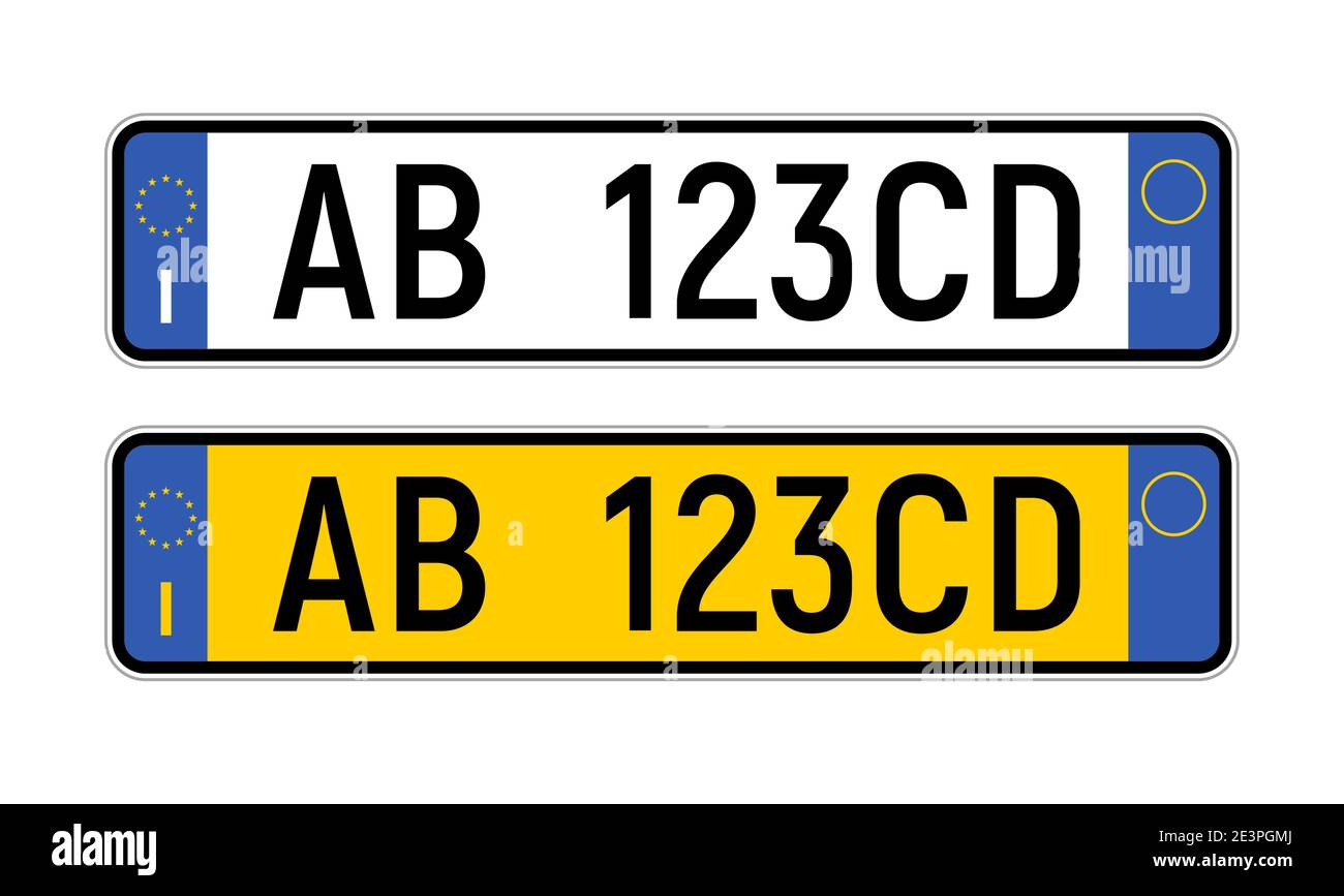Numéro italien de la plaque d'immatriculation. Italie licence european auto  numplate registration Image Vectorielle Stock - Alamy