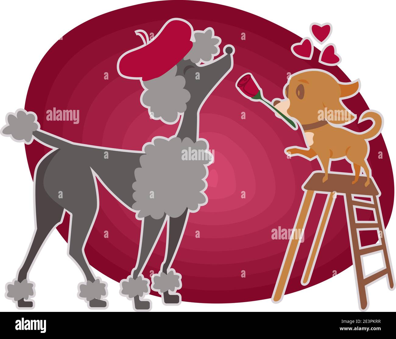 Carte de vœux de Valentin avec coodle et chihuahua amour Illustration de Vecteur