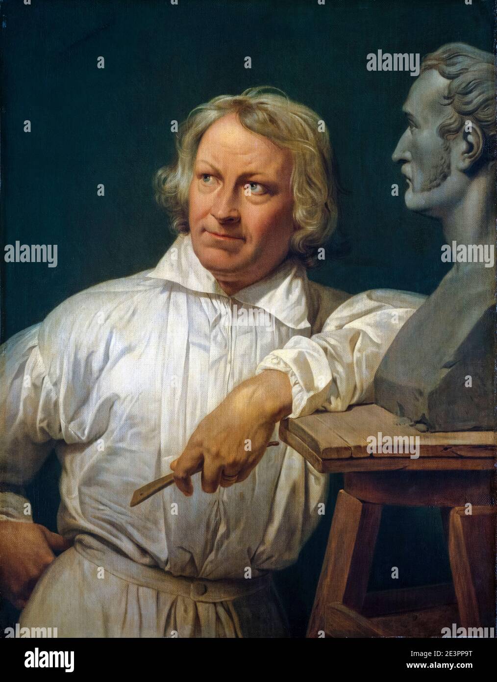 Bertel Thorvaldsen (1768–1844), sculpteur danois avec le buste d'Horace Vernet, portrait peint par Horace Vernet, 1833-1863 Banque D'Images