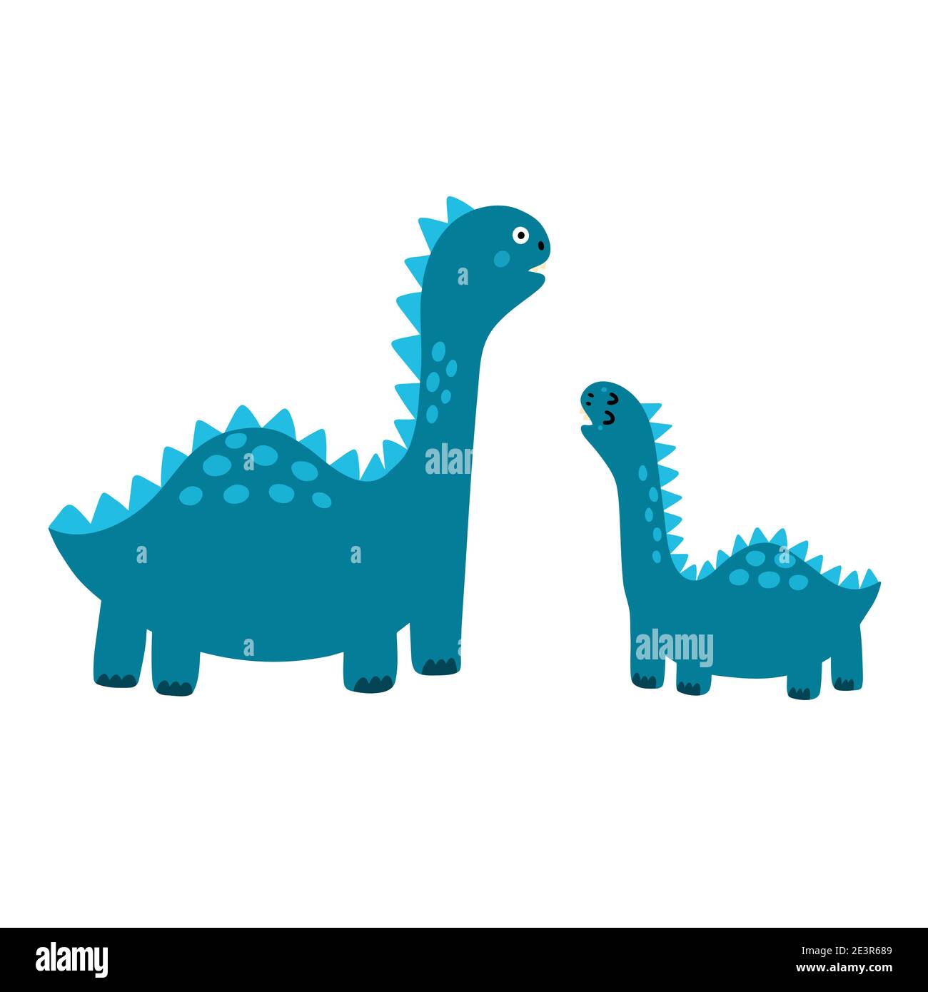 Joli imprimé dinosaures pour la mère et le bébé. Drôle tyrannosaurus rex famille dino falaise Illustration de Vecteur