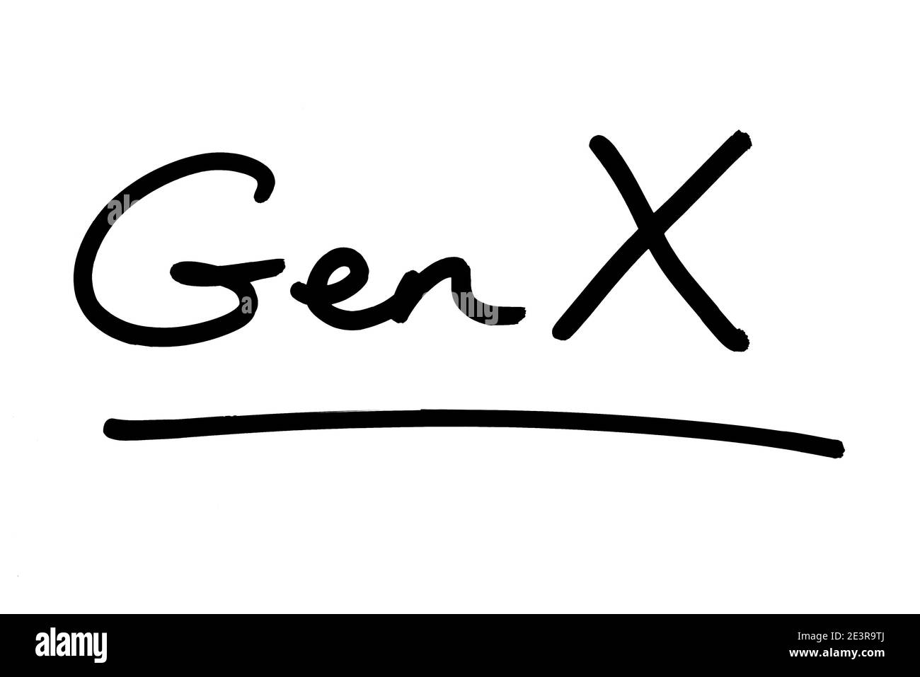 Gen X, c'est-à-dire Generation X, manuscrit sur fond blanc. Banque D'Images