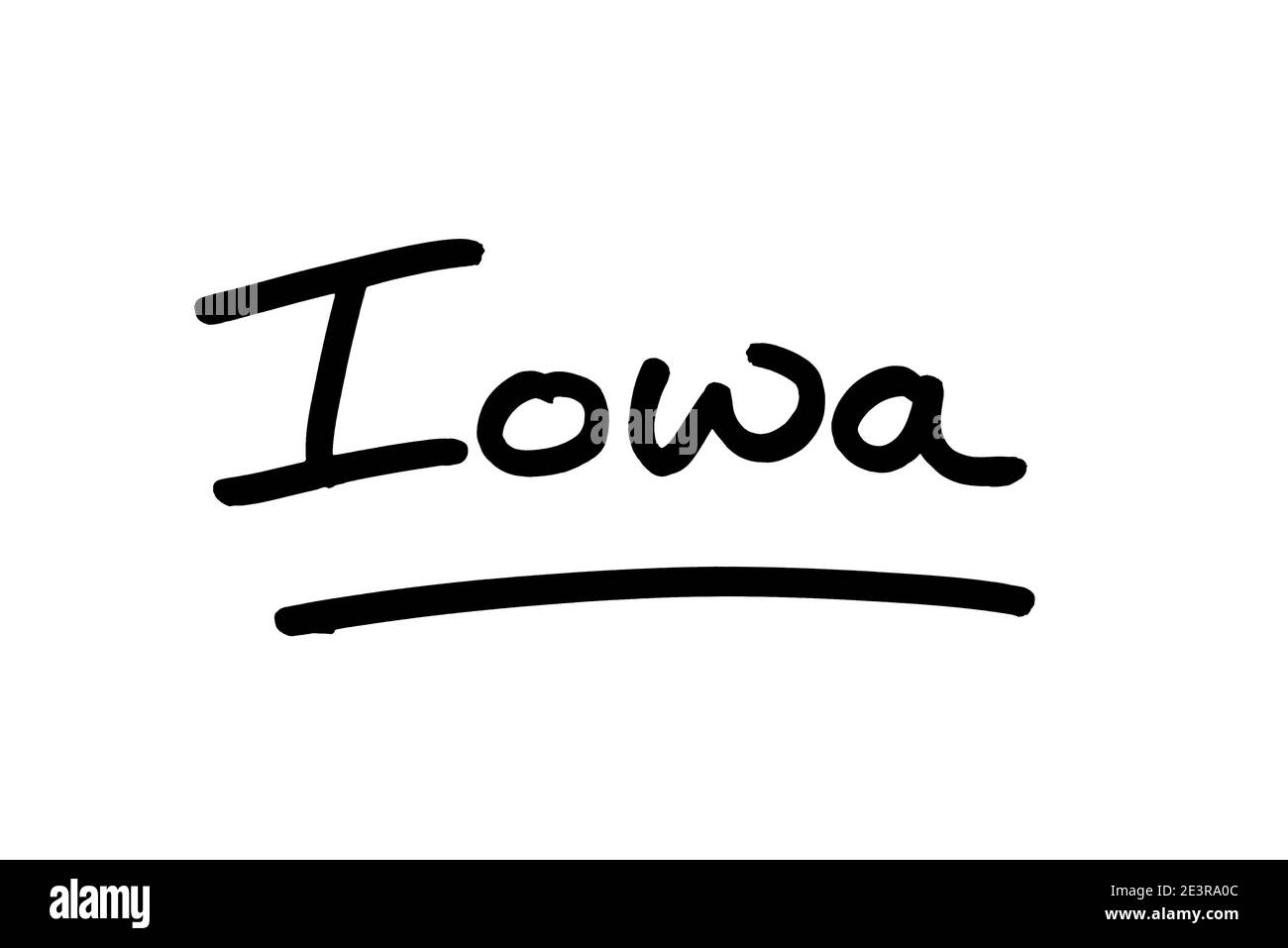 Iowa- État des États-Unis d'Amérique, manuscrit sur fond blanc. Banque D'Images Iowa- État des États-Unis d'Amérique, manuscrit sur fond blanc. Banque D'Images