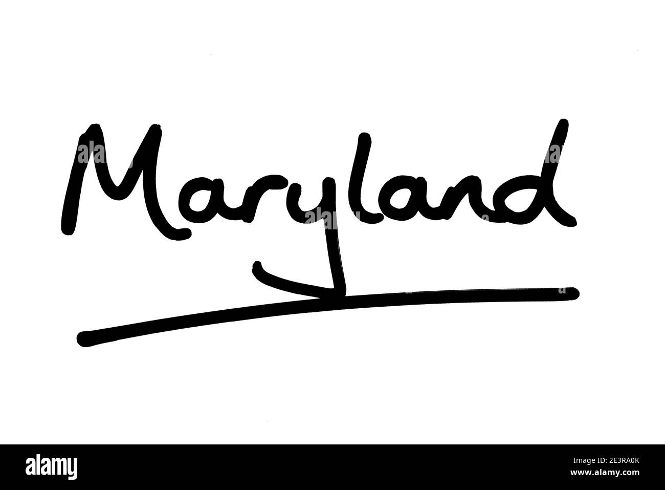 Maryland - un état aux États-Unis d'Amérique, manuscrit sur fond blanc. Banque D'Images