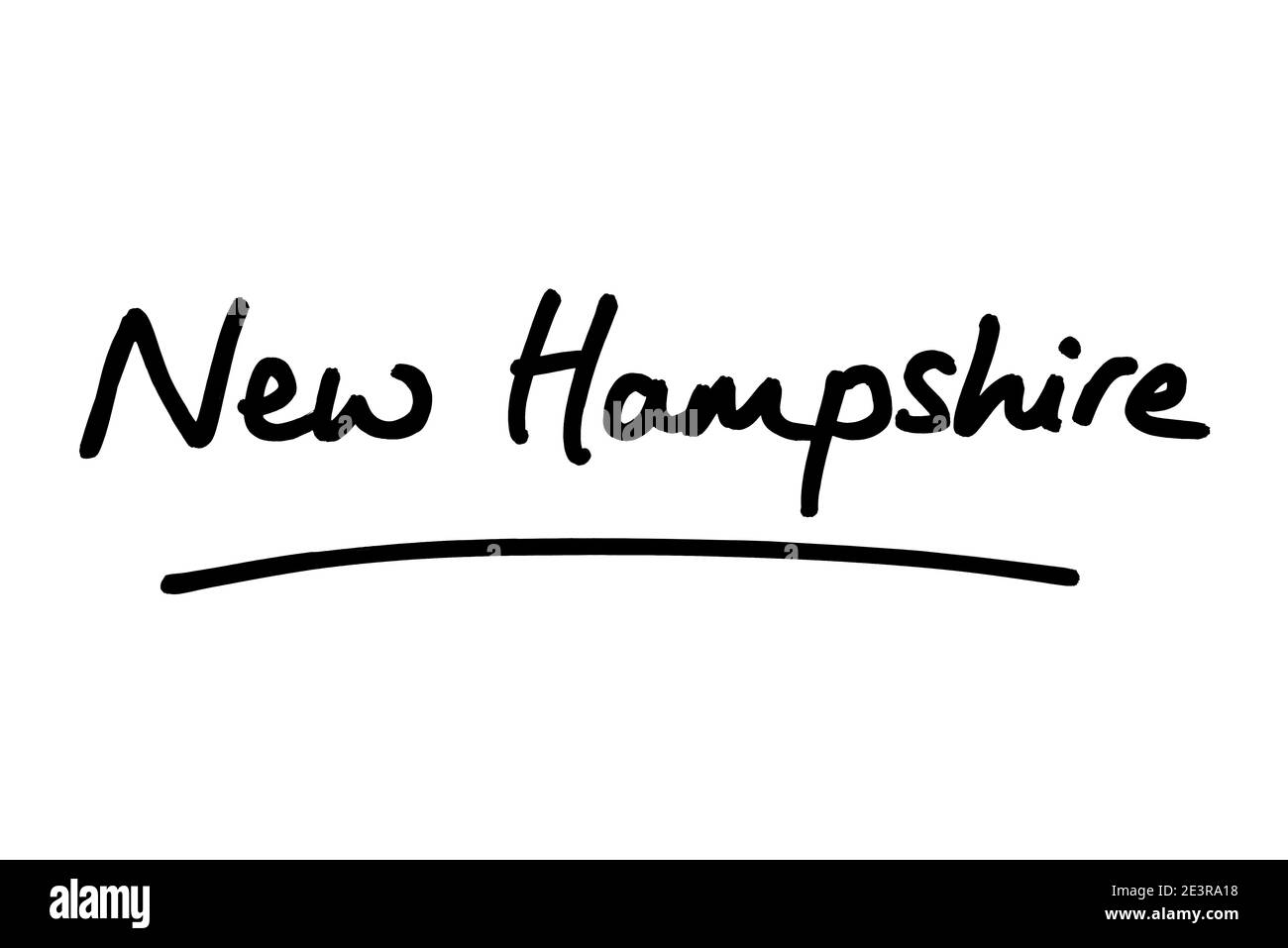 New Hampshire - un état aux États-Unis d'Amérique, manuscrit sur fond blanc. Banque D'Images