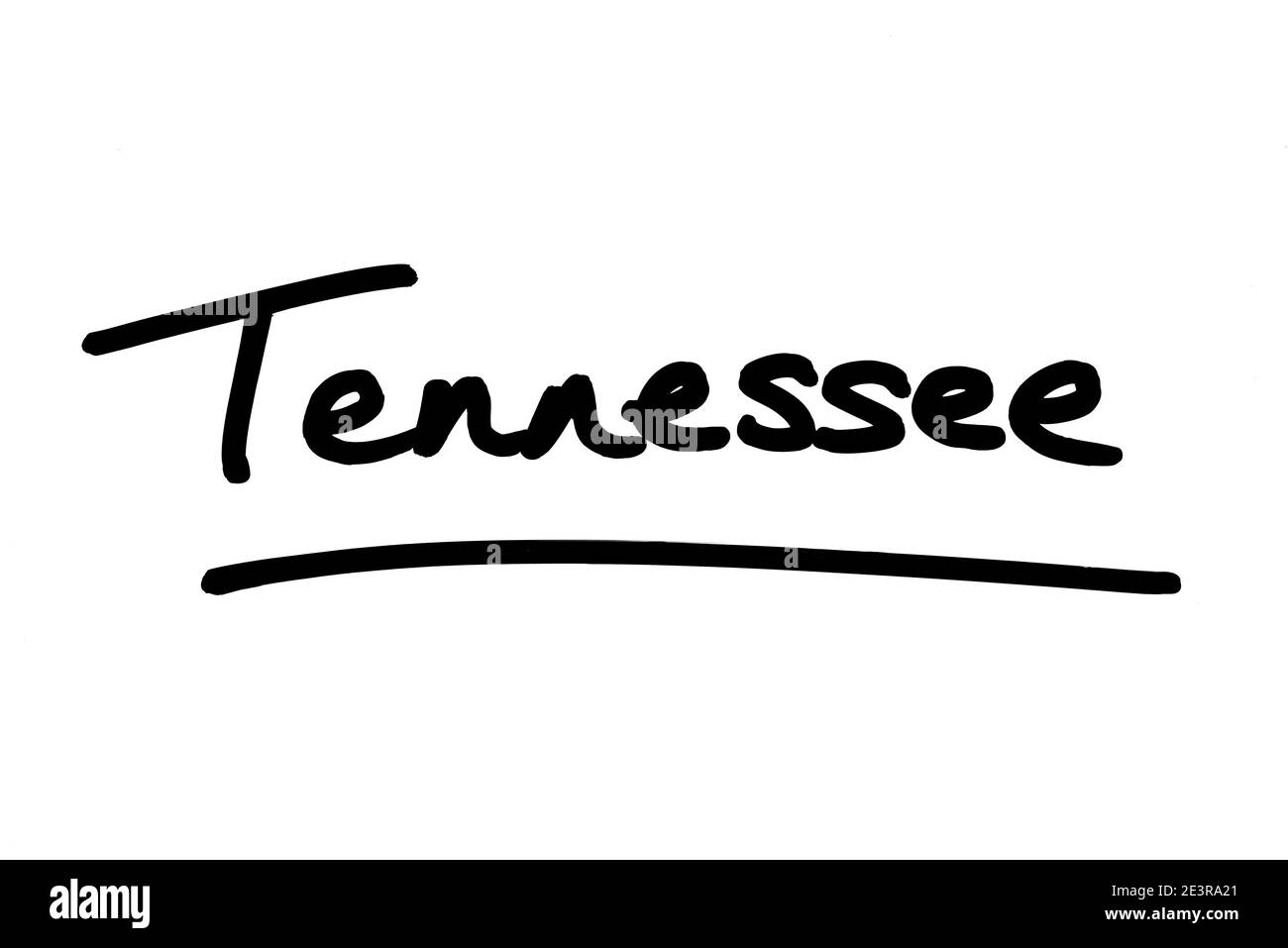 Tennessee - un état aux États-Unis d'Amérique, manuscrit sur fond blanc. Banque D'Images