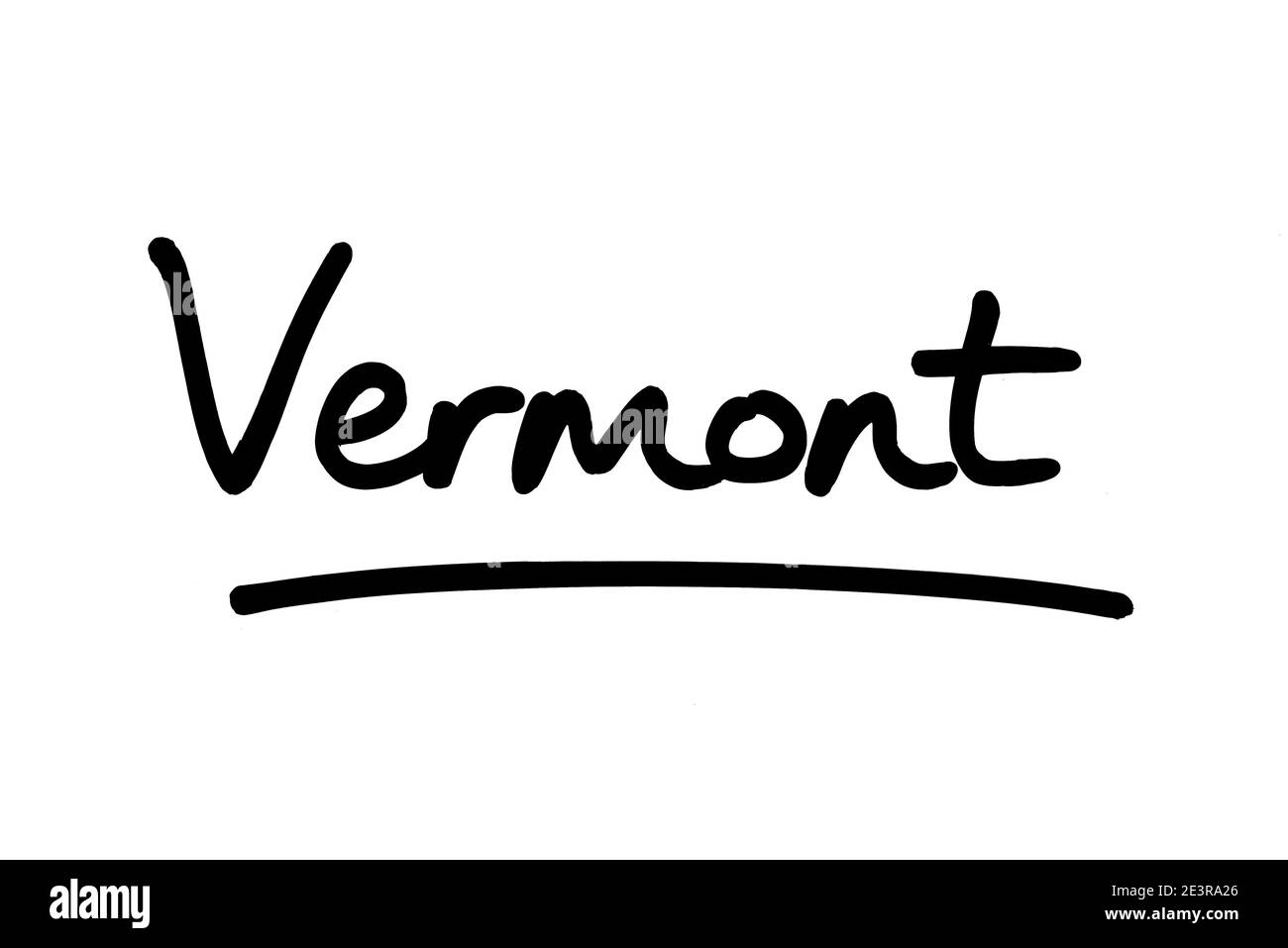 Vermont - un état aux États-Unis d'Amérique, manuscrit sur fond blanc. Banque D'Images