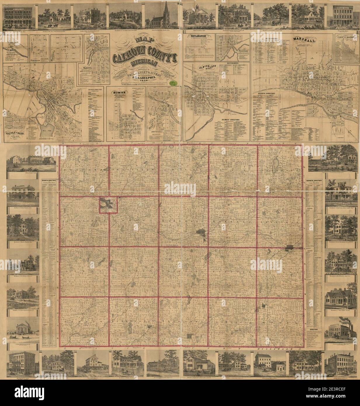 Carte du comté de Calhoun, Michigan Banque D'Images