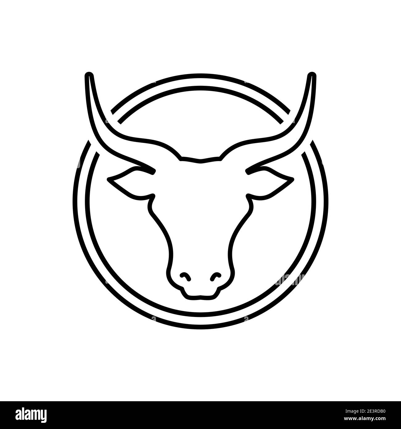 Tête plate. Non. Panneau de la ligne de vache. Animal de ferme. Symbole bœuf ou lait. Illustration vectorielle isolée sur blanc Illustration de Vecteur