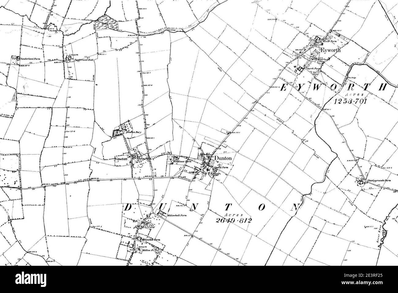 Carte de Bedfordshire OS Nom de la carte 018-se, Ordnance Survey, 1885-1896. Banque D'Images