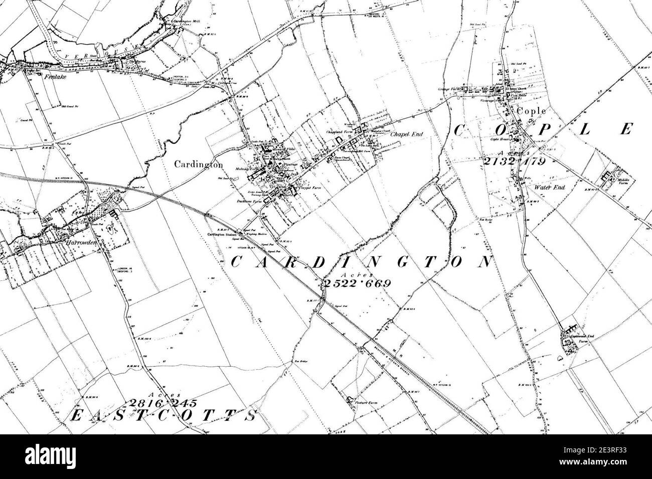 Carte de Bedfordshire OS Nom de la carte 017-NW, Ordnance Survey, 1885-1896. Banque D'Images