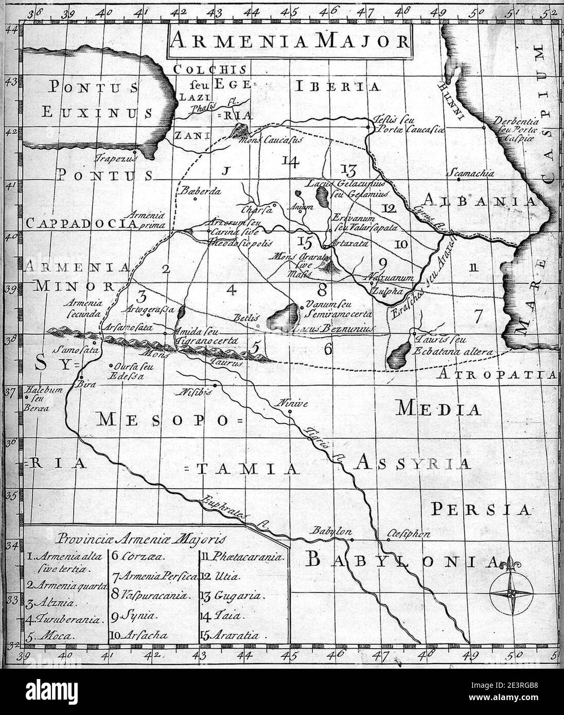 Carte de l'Arménie au Moyen âge, 1736. Banque D'Images