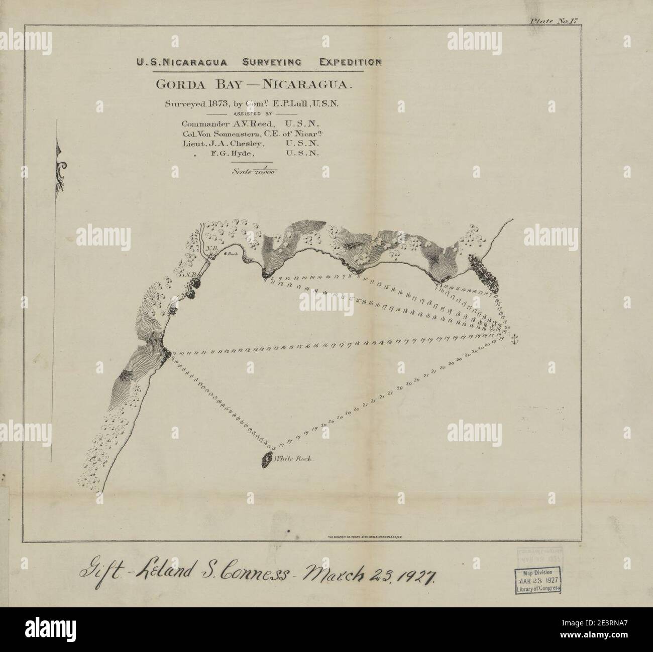 Cartes du Nicaragua par les États-Unis arpentant les expéditions de 1872 et 1873 avec les plans du canal proposé Banque D'Images