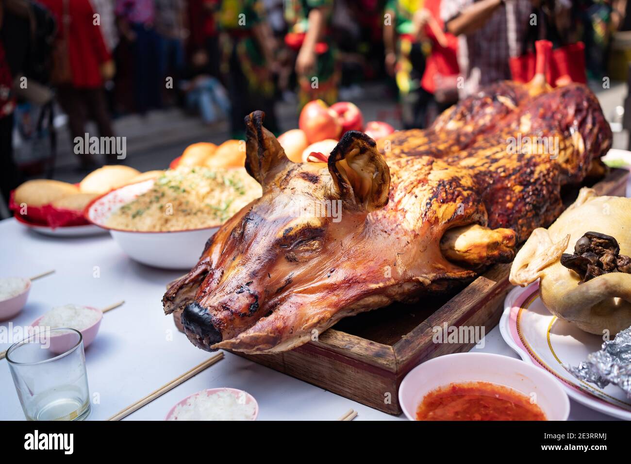 Rôti de porc pour le nouvel an chinois Banque D'Images