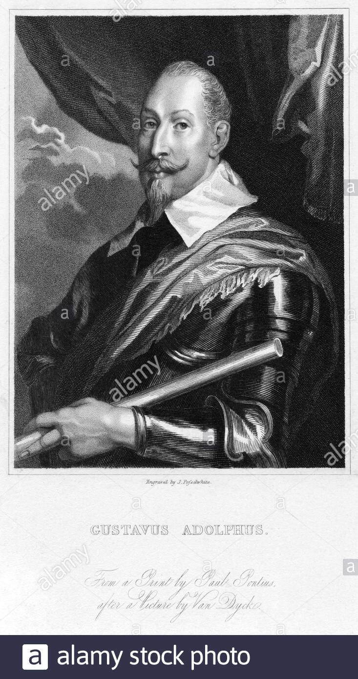 Gustavus Adolphus portrait, 1594 – 1632, fut le roi de Suède de 1611 à 1632, illustration ancienne des années 1800 Banque D'Images