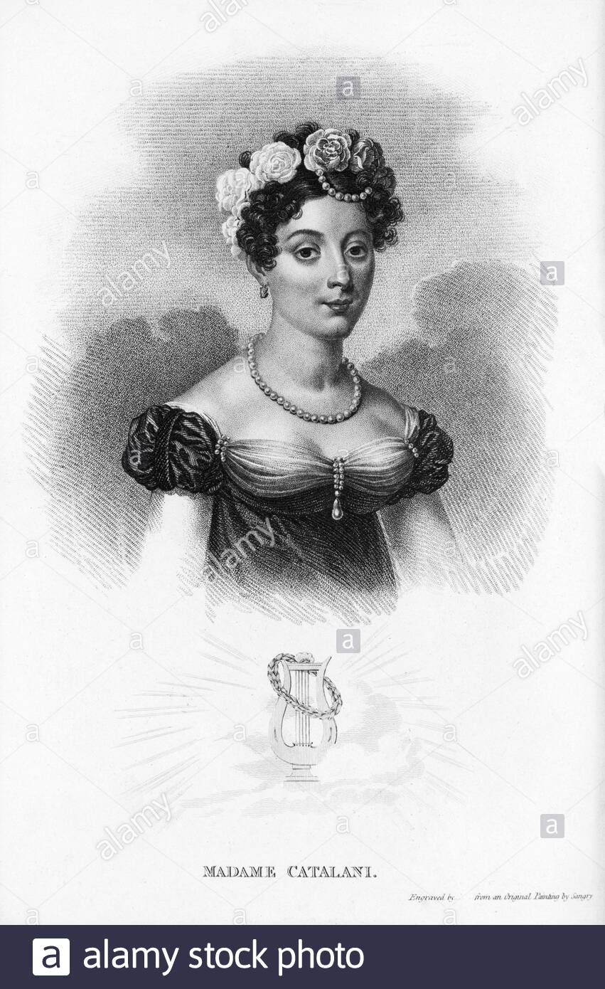 Angelica Catalani portrait, 1780 – 1849, est une chanteuse d'opéra italienne, illustration ancienne des années 1800 Banque D'Images