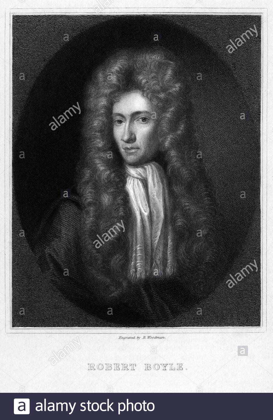 Le portrait de Robert Boyle, 1627 – 1691, était un philosophe naturel, chimiste, physicien et inventeur anglo-irlandais, illustration ancienne de 1880 Banque D'Images