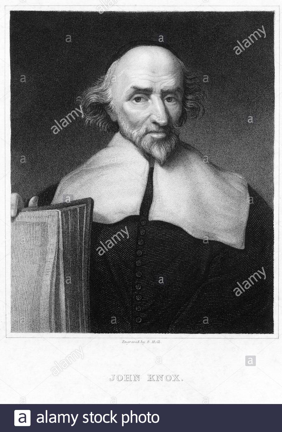 John KNOX portrait, c1514 – 1572, était un ministre écossais, théologien, et écrivain qui était un chef de la réforme du pays, illustration ancienne du début des années 1800 Banque D'Images