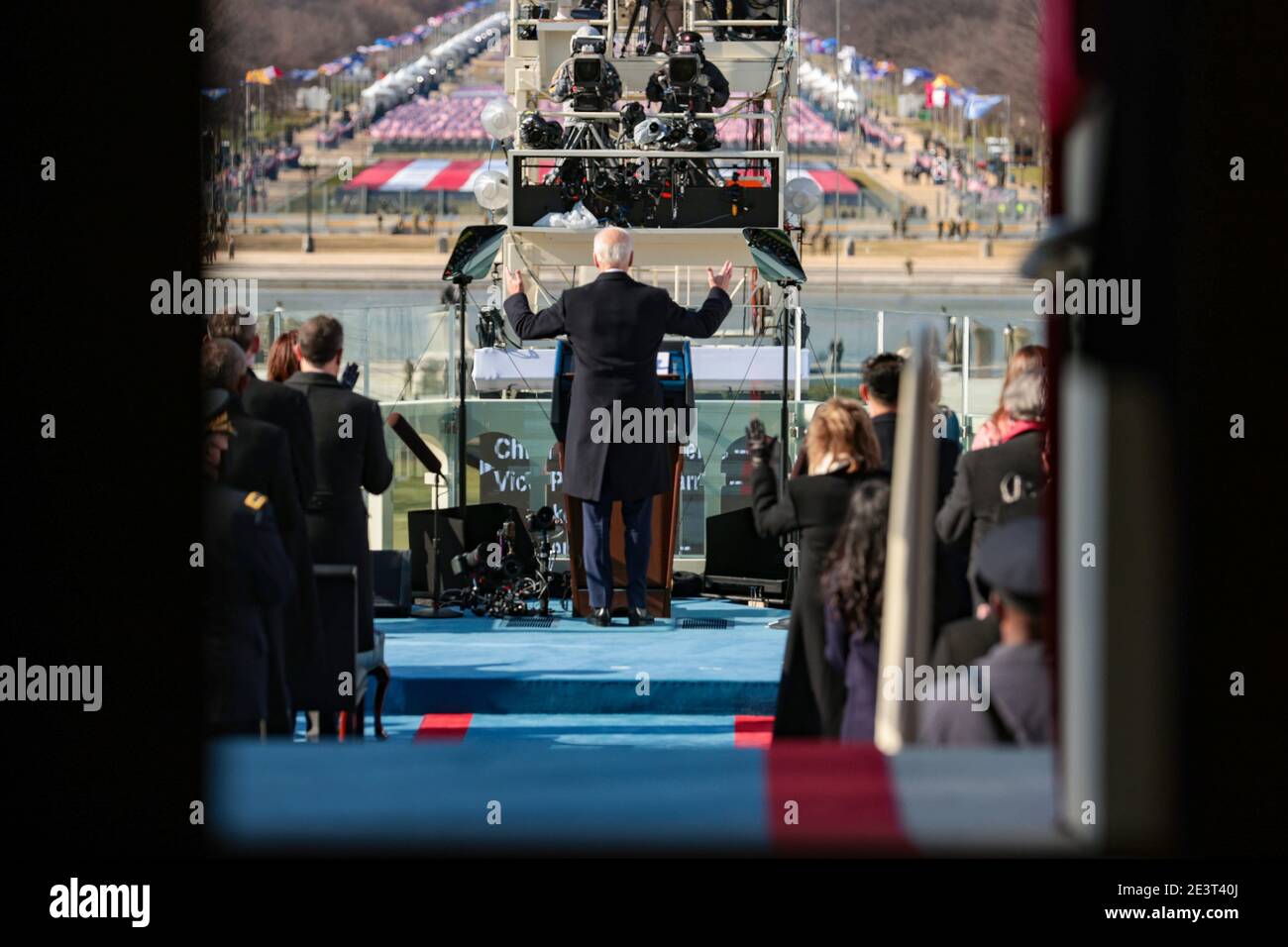 Washington, DC. 20 janvier 2021.Washington DC, États-Unis. 20 janvier 2021. Le président américain Joe Biden prononce son discours d'inauguration sur le front ouest du Capitole des États-Unis le 20 janvier 2021 à Washington, DC. Au cours de la cérémonie d'inauguration d'aujourd'hui, Joe Biden devient le 46e président des États-Unis. Credit: dpa Picture Alliance/Alamy Live News Credit: dpa Picture Alliance/Alamy Live News Banque D'Images