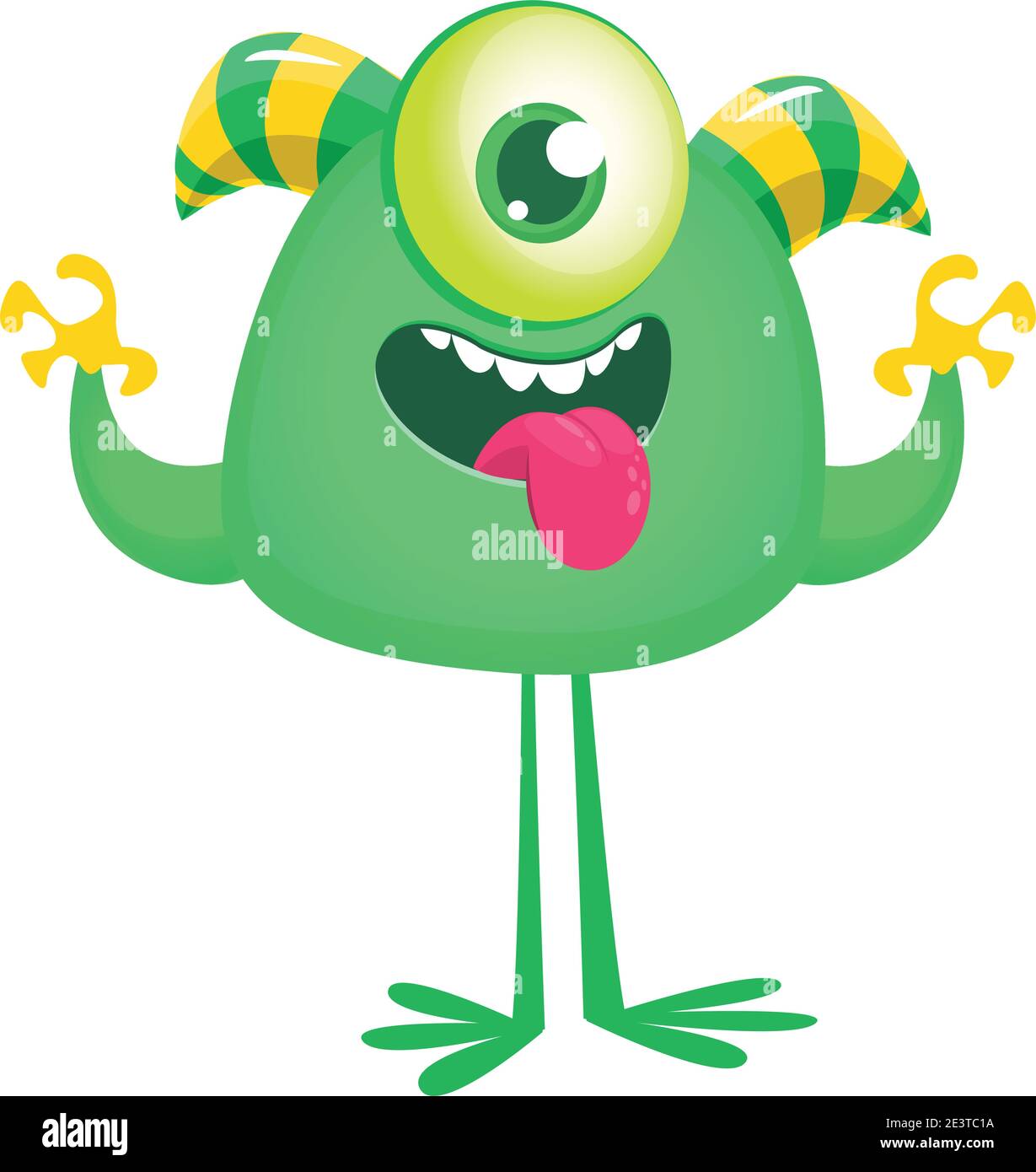 Drôle de dessin animé étranger avec un œil. Illustration vectorielle d'un personnage extraterrestre mignon Illustration de Vecteur