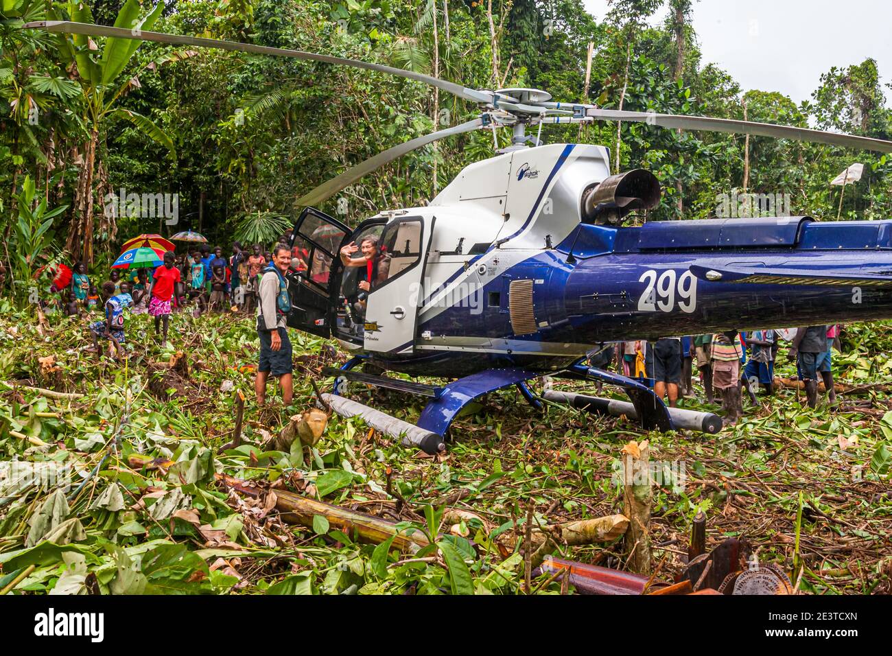 Hélicoptère dans la jungle de Bougainville Banque D'Images