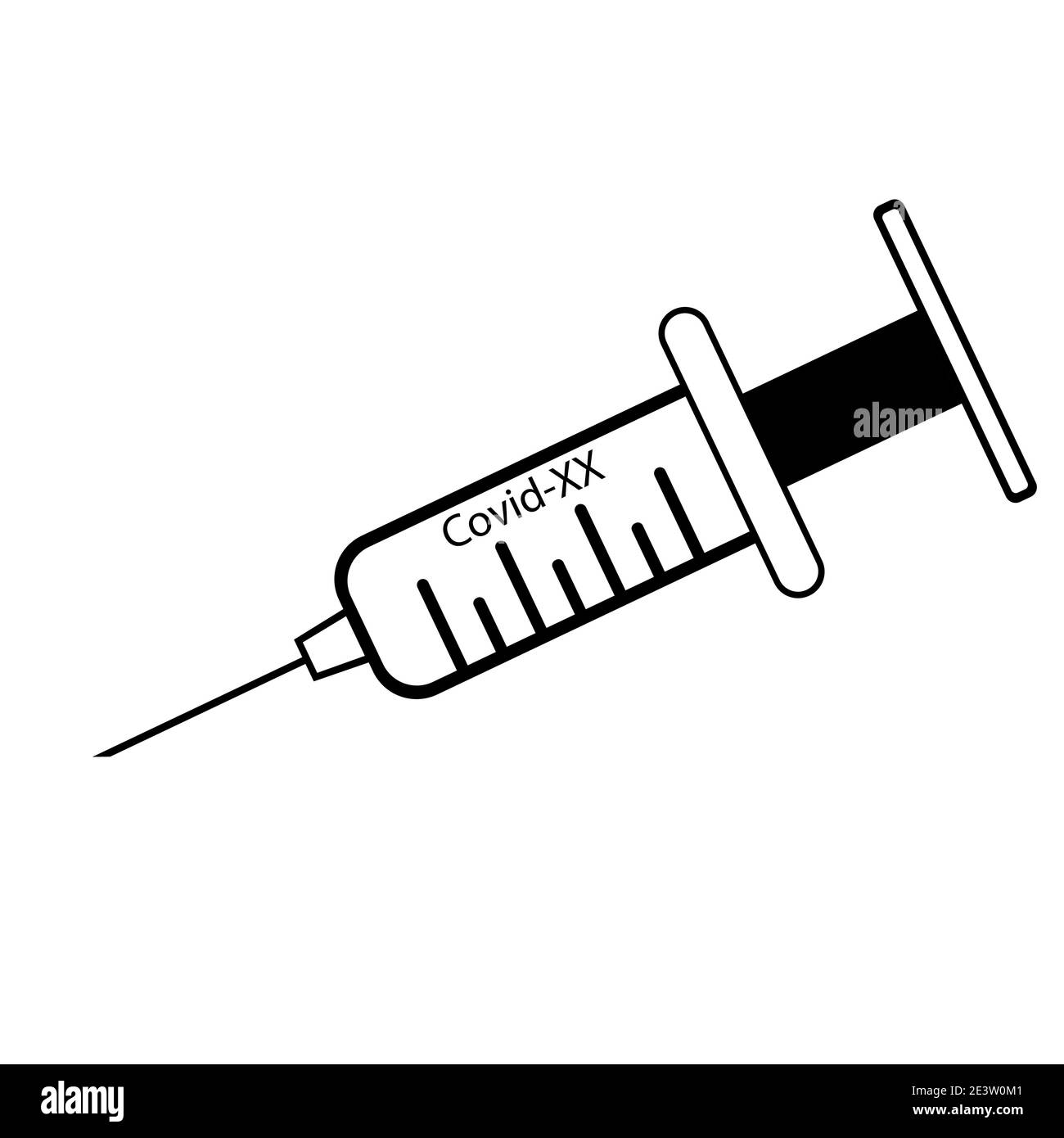 Coronavirus vecteur de seringue noir et blanc Illustration de Vecteur