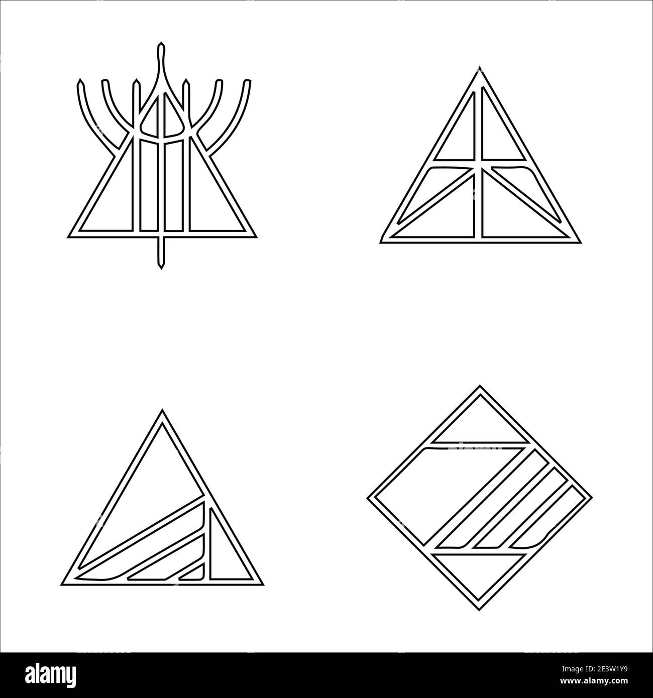 abstrait linéaire hipster tribal logos icônes Illustration de Vecteur