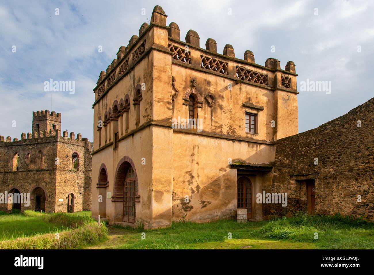 Château de Gondar Fasil Ghebbi est une forteresse située à Gondar, dans la région d'Amhara, site classé au patrimoine mondial de l'UNESCO en Éthiopie Banque D'Images