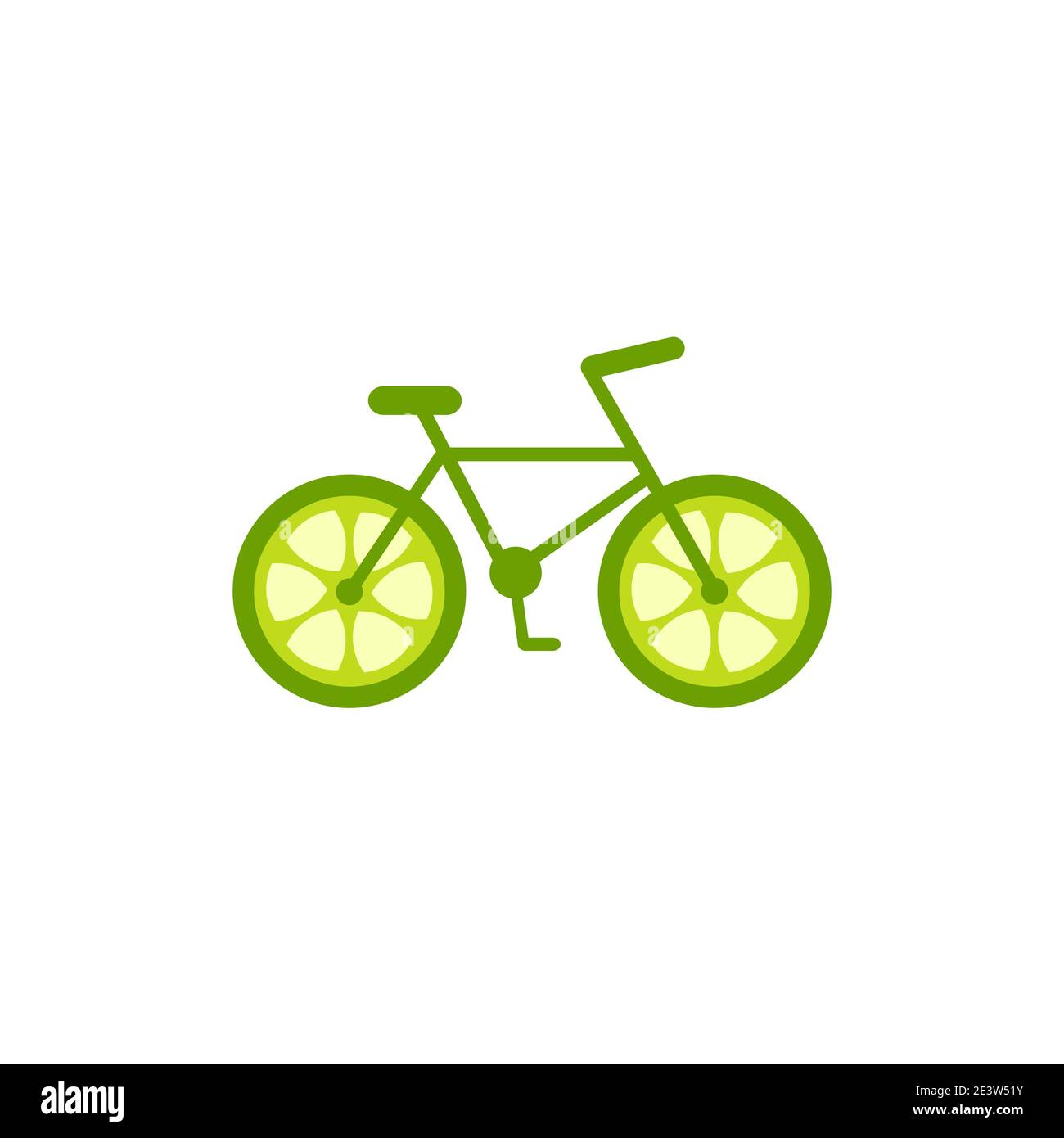 Vélo vert avec icône de roues de chaux. Logo Flat bike isolé sur blanc.  Illustration vectorielle. Symbole transport ECO Image Vectorielle Stock -  Alamy