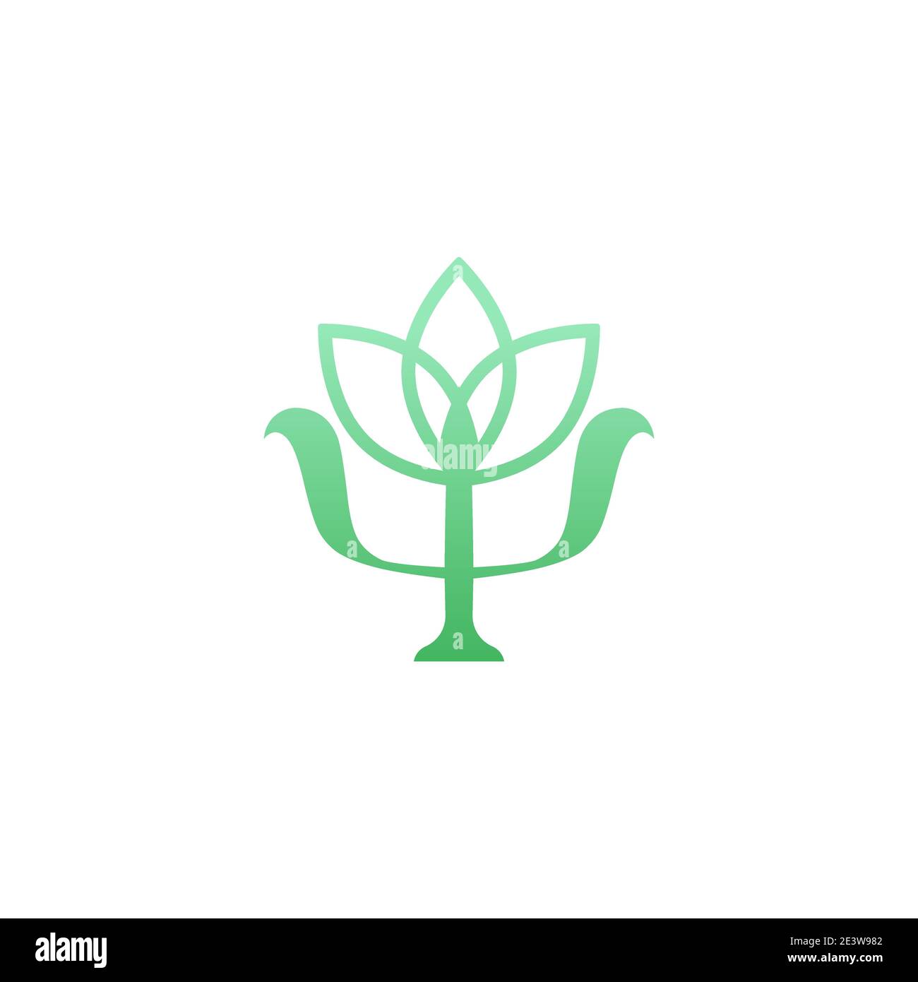 symbole de floraison de la psychologie. Vert grec lettre psi avec fleur de lotus. Neuropsychologie. Logo du psychologue isolé sur blanc. Concept de psychothérapie. VEC Illustration de Vecteur