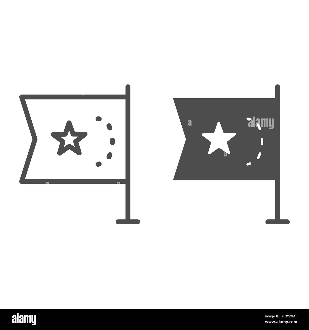 Ligne de drapeau de Chine et icône pleine, drapeau national de la république de Chine sur fond blanc, drapeau avec icône étoile dans le style de contour pour le concept mobile et Illustration de Vecteur