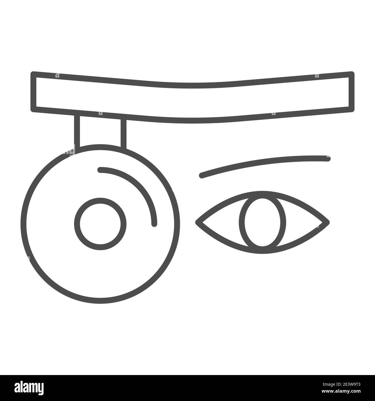 Otorhinolaryngologie outil de diagnostic icône de ligne mince, concept de médecine, le signe de miroir de médecin ent sur fond blanc, icône de miroir médical dans le style de contour Illustration de Vecteur