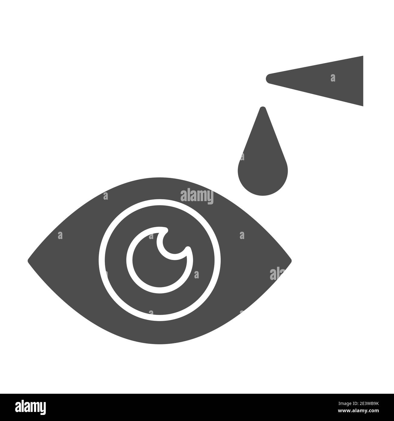 L'icône en forme de goutte d'oeil, le concept de soins de santé, le signe de santé des yeux sur fond blanc, l'application de gouttes oculaires avec l'icône en forme de pipette dans le style de glyphe pour mobile Illustration de Vecteur