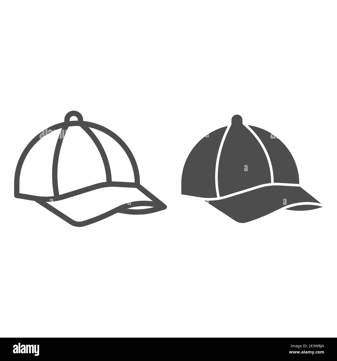 Ligne de casquette et icône pleine, concept d'été, enseigne de casquette de baseball sur fond blanc, icône de chapeau de sport dans le style de contour pour le concept mobile et la conception de Web Illustration de Vecteur
