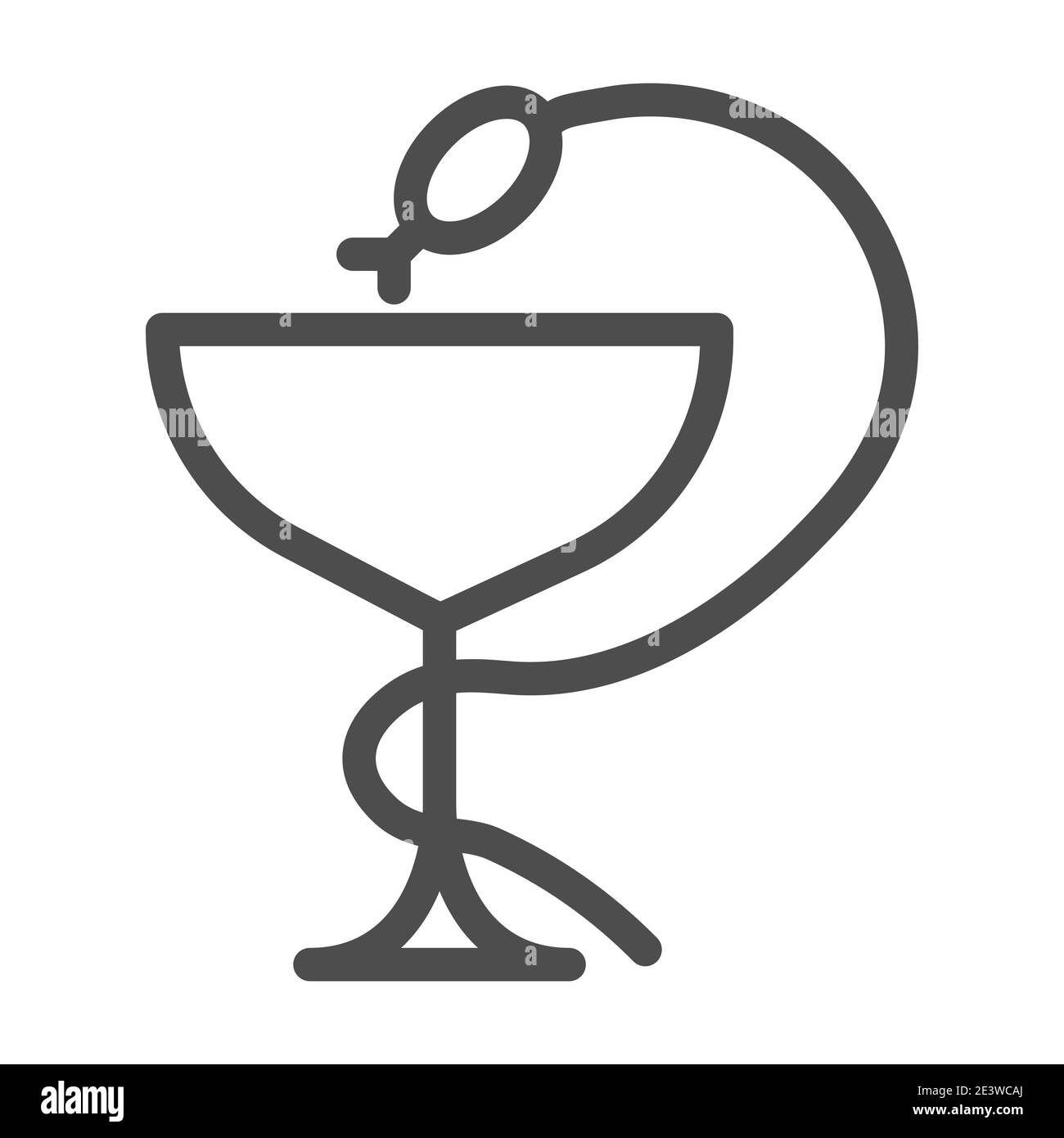 Icône de serpent médical et de ligne de coupe, concept de médecine, symbole de pharmacie sur fond blanc, icône de serpent et de verre dans le style de contour pour le concept mobile et Illustration de Vecteur