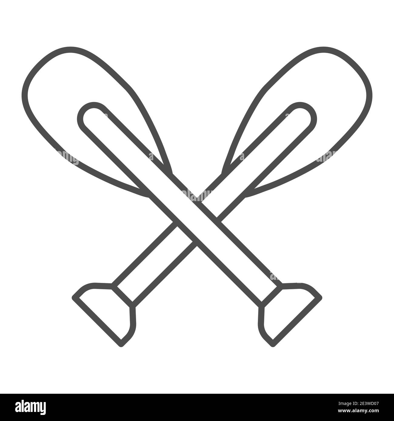 Icône en forme de paddle en bois, concept nautique, signe OAR sur fond blanc, silhouette de l'icône en forme de paddle croisée pour mobile Illustration de Vecteur