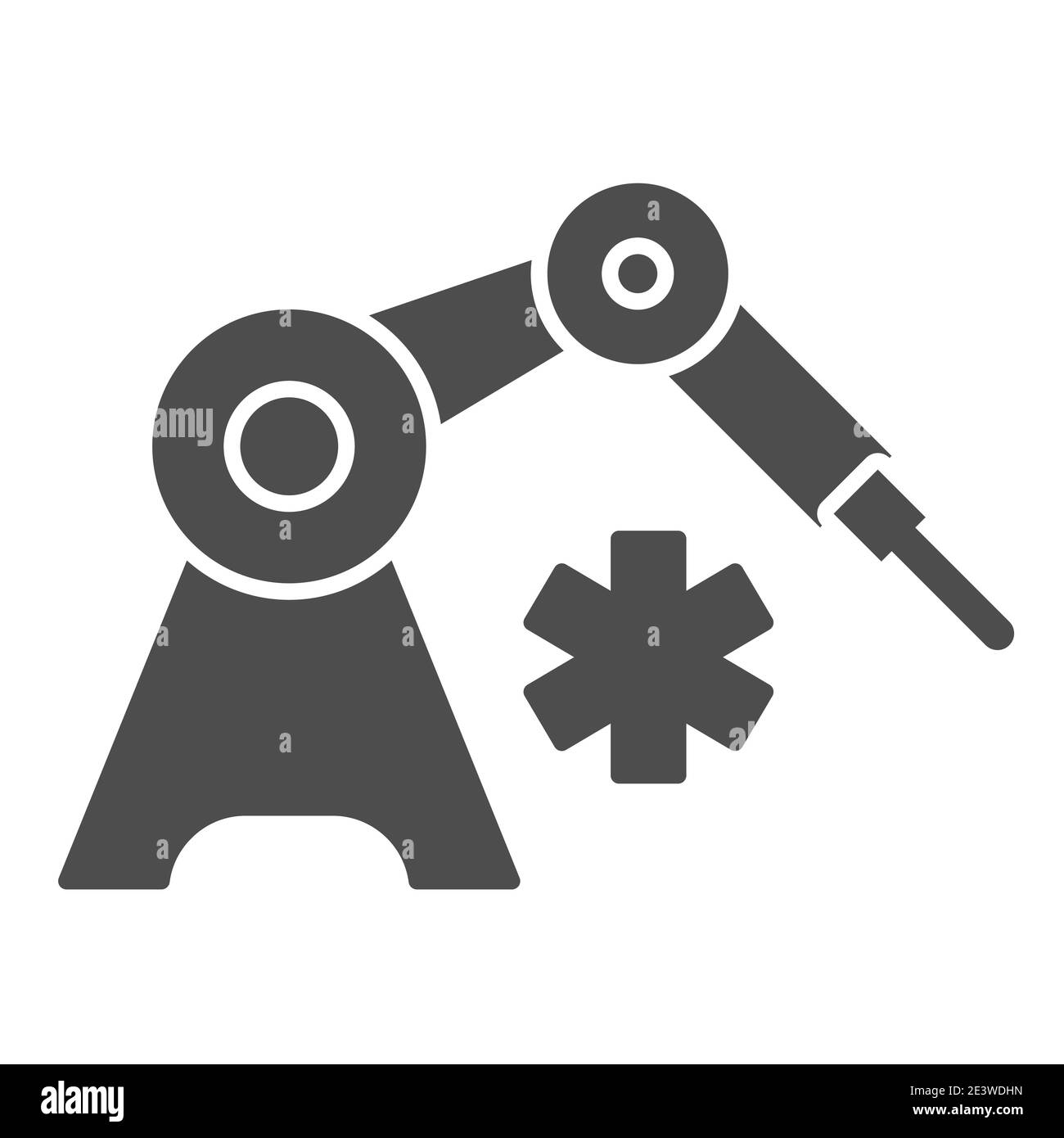 Robot médical et star de la vie solide icône, concept de médecine innovante, Robotic outil chirurgical signe sur fond blanc, Medical injecte robot icône dans Illustration de Vecteur