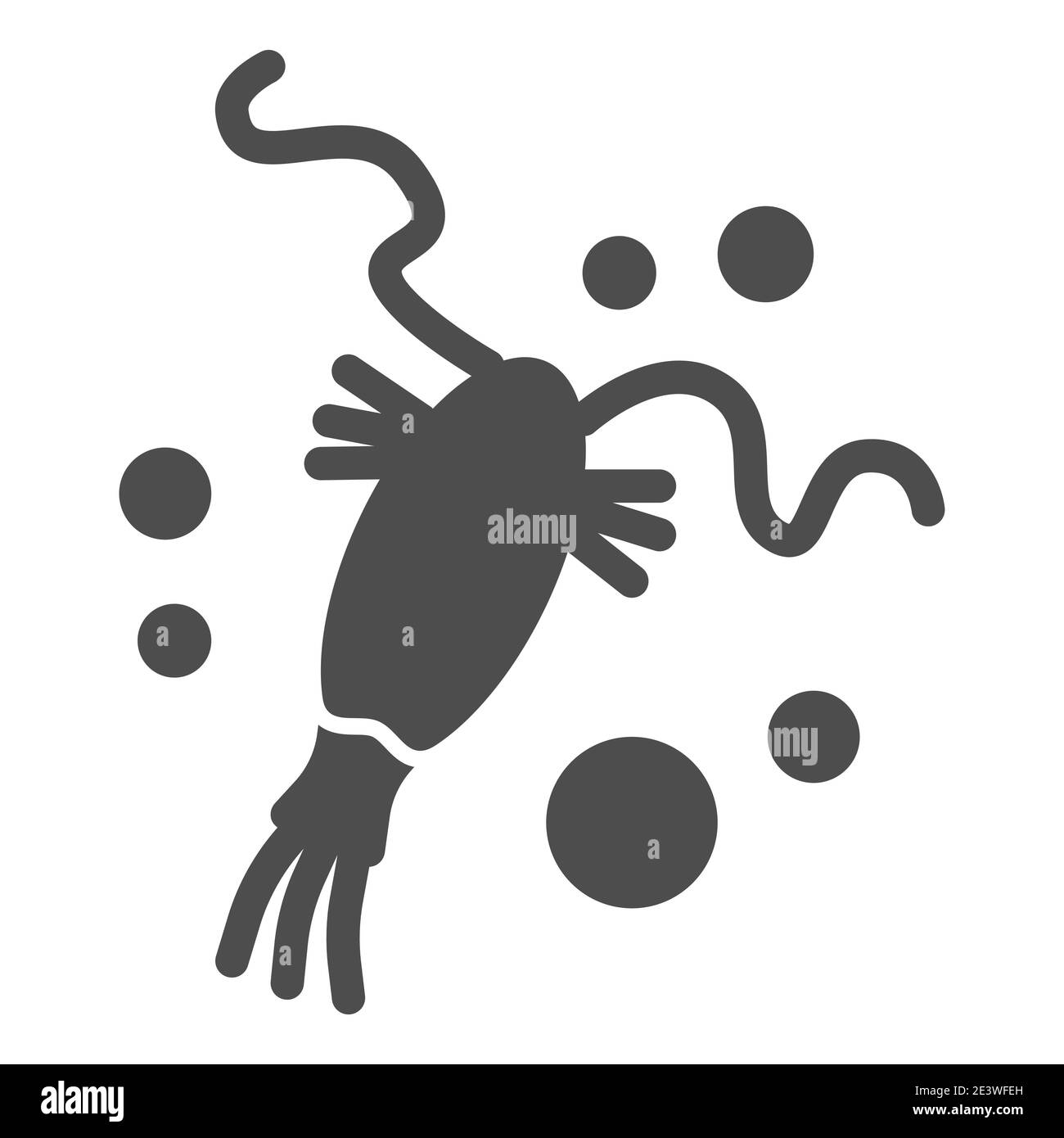 Icône plancton solide, concept océanique, petit et microscopique mer ou organisme océanique signe sur fond blanc, icône de palourdes dans le style glyphe pour le concept mobile Illustration de Vecteur