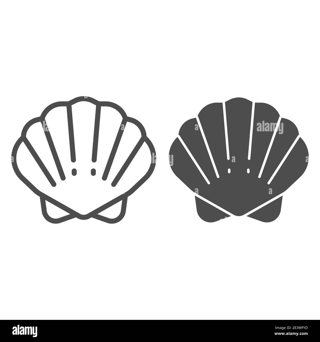 Ligne de coquillages et icône solide, concept d'océan, signe de coquillages sur fond blanc, icône de seashell dans le style de contour pour le concept mobile et la conception de Web Illustration de Vecteur