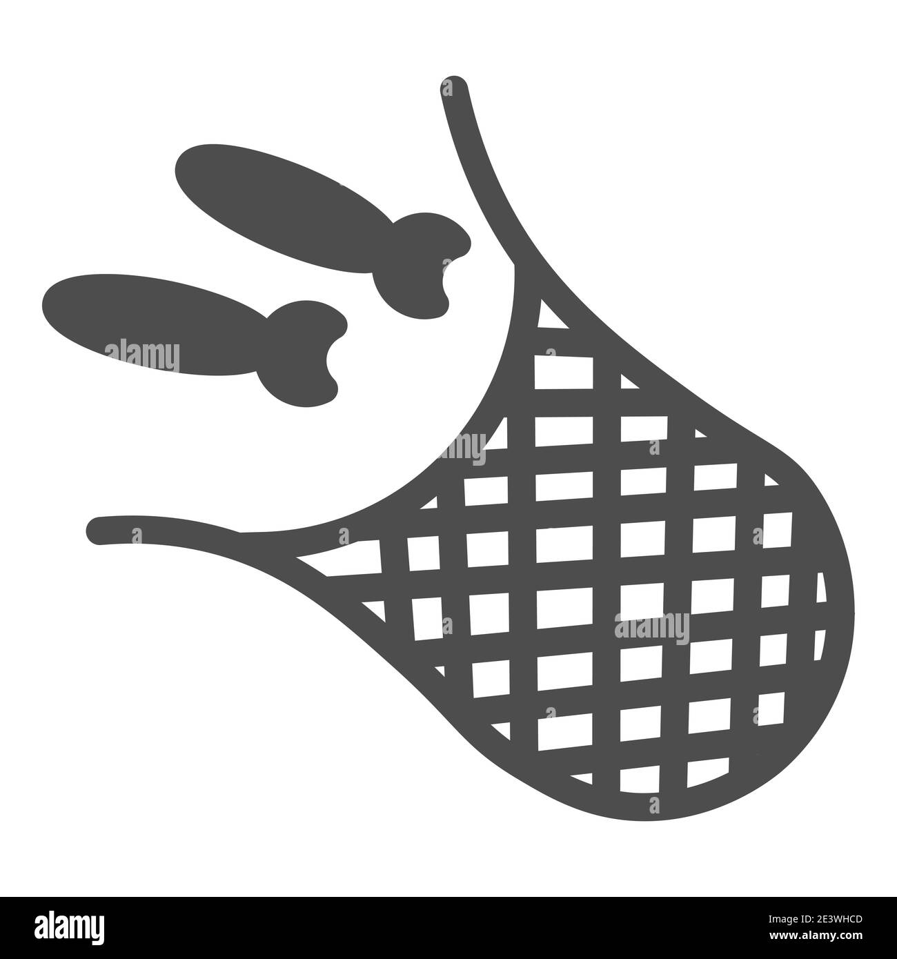 Filet avec icône de poisson solide, concept de pêche, enseigne résille sur fond blanc, icône de filet de pêche en style glyphe pour le concept mobile et la conception de Web. Vecteur Illustration de Vecteur
