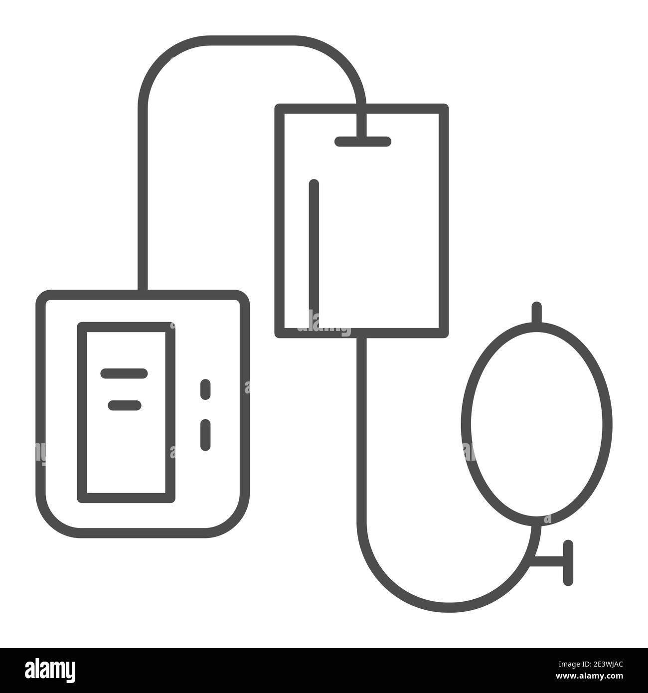Icône de la ligne mince du tonomètre électronique, concept de soins de santé, signe du dispositif de contrôle de la pression artérielle sur fond blanc, icône du sphygmomanomètre dans Illustration de Vecteur