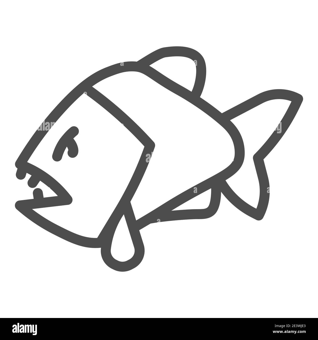 Piranha icône de ligne, concept d'océan, signe agressif de prédateur de poisson sur fond blanc, Piranha icône dans le style de contour pour le concept mobile et la conception de Web Illustration de Vecteur