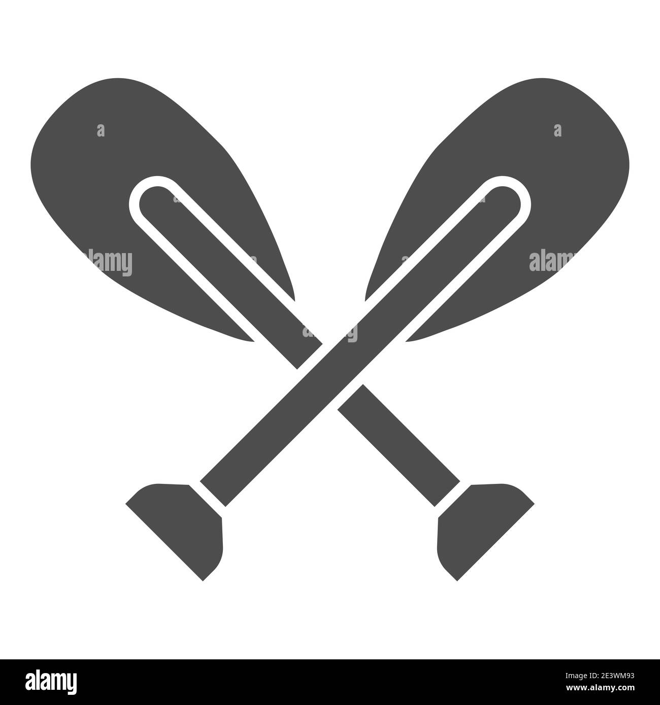 Pirogue en bois icône solide, concept nautique, signe OAR sur fond blanc, silhouette de l'icône des pagaies croisées en style glyphe pour mobile Illustration de Vecteur