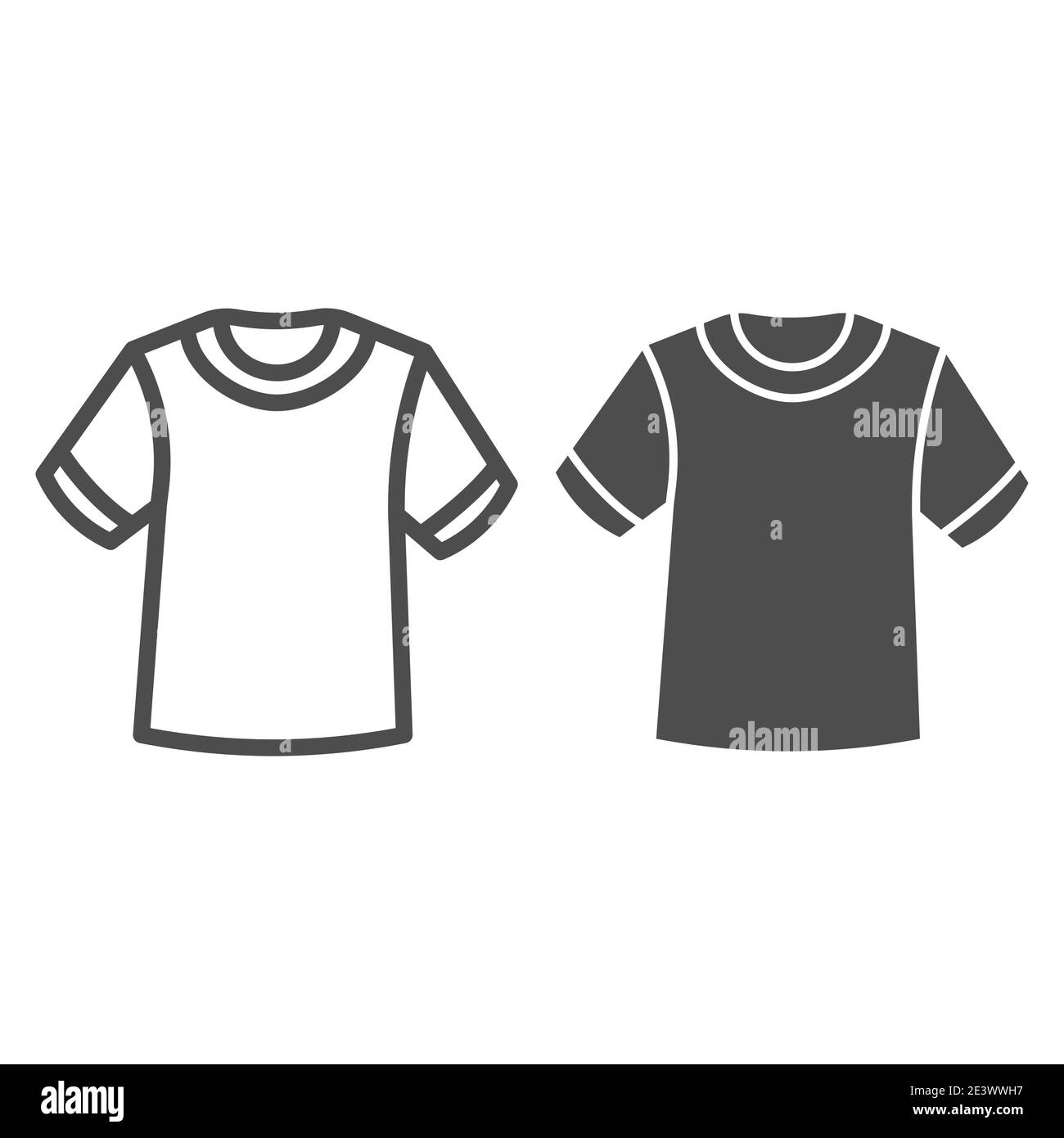 Ligne de t-shirt et icône unie, concept de vêtements d'été, affiche de chemise unisexe sur fond blanc, icône de t-shirt décontracté dans le style de contour pour le concept mobile Illustration de Vecteur