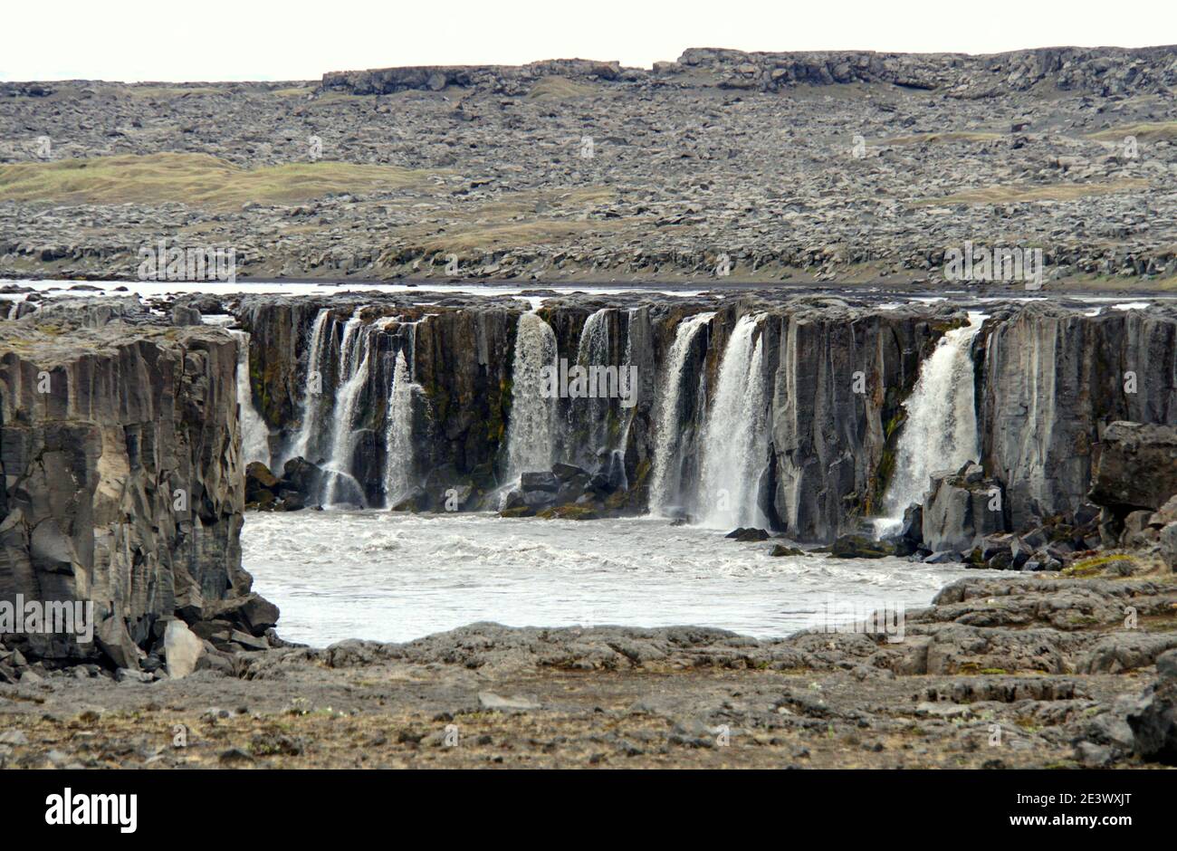 Belle vue sur Selfoss, une chute d'eau dans le parc national de Vatnajokull dans le nord-est de l'Islande pendant l'été Banque D'Images