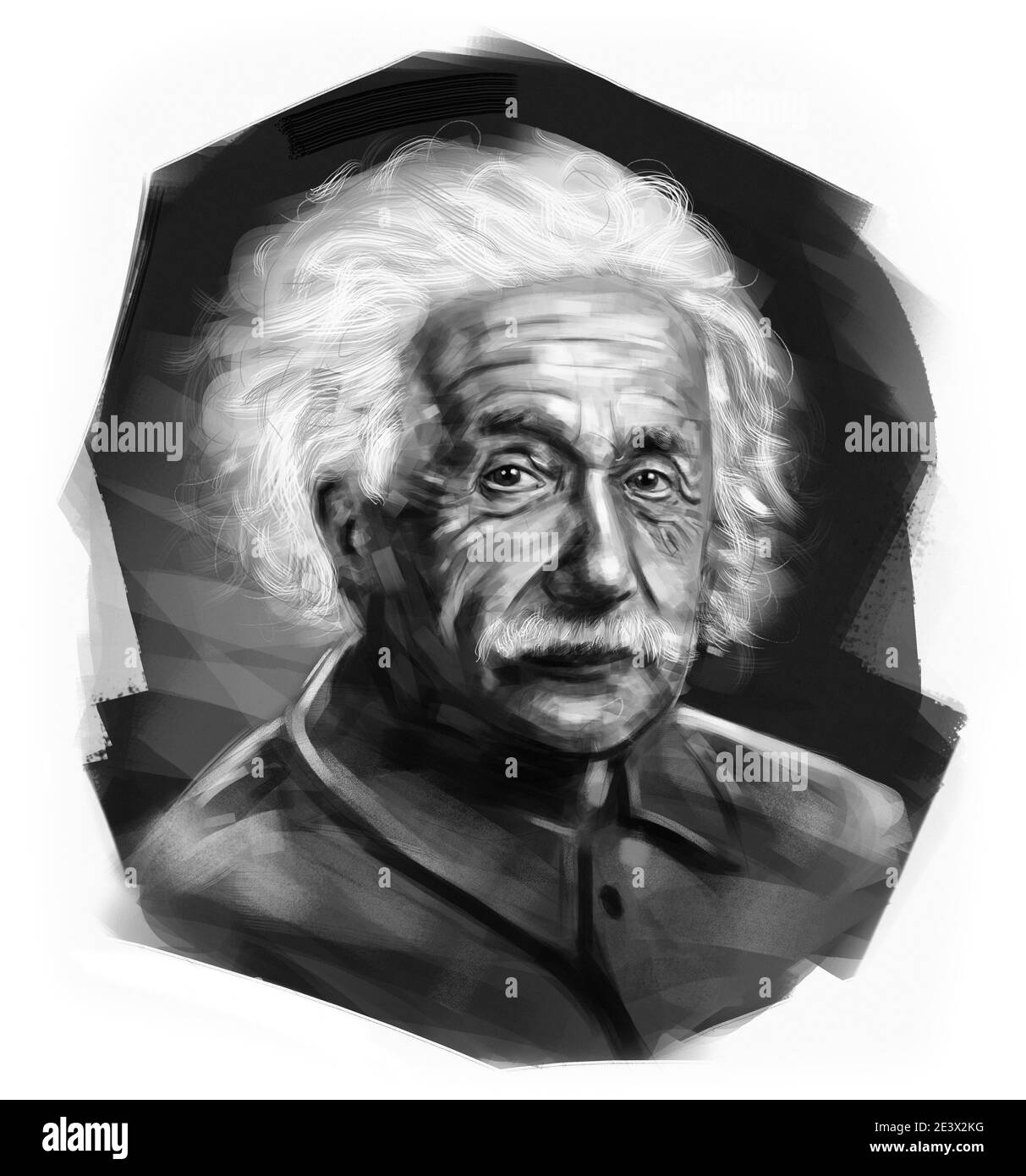 Kuala Lumpur, Malaisie - 7 avril 2019 : illustration numérique d'Albert Einstein. Banque D'Images