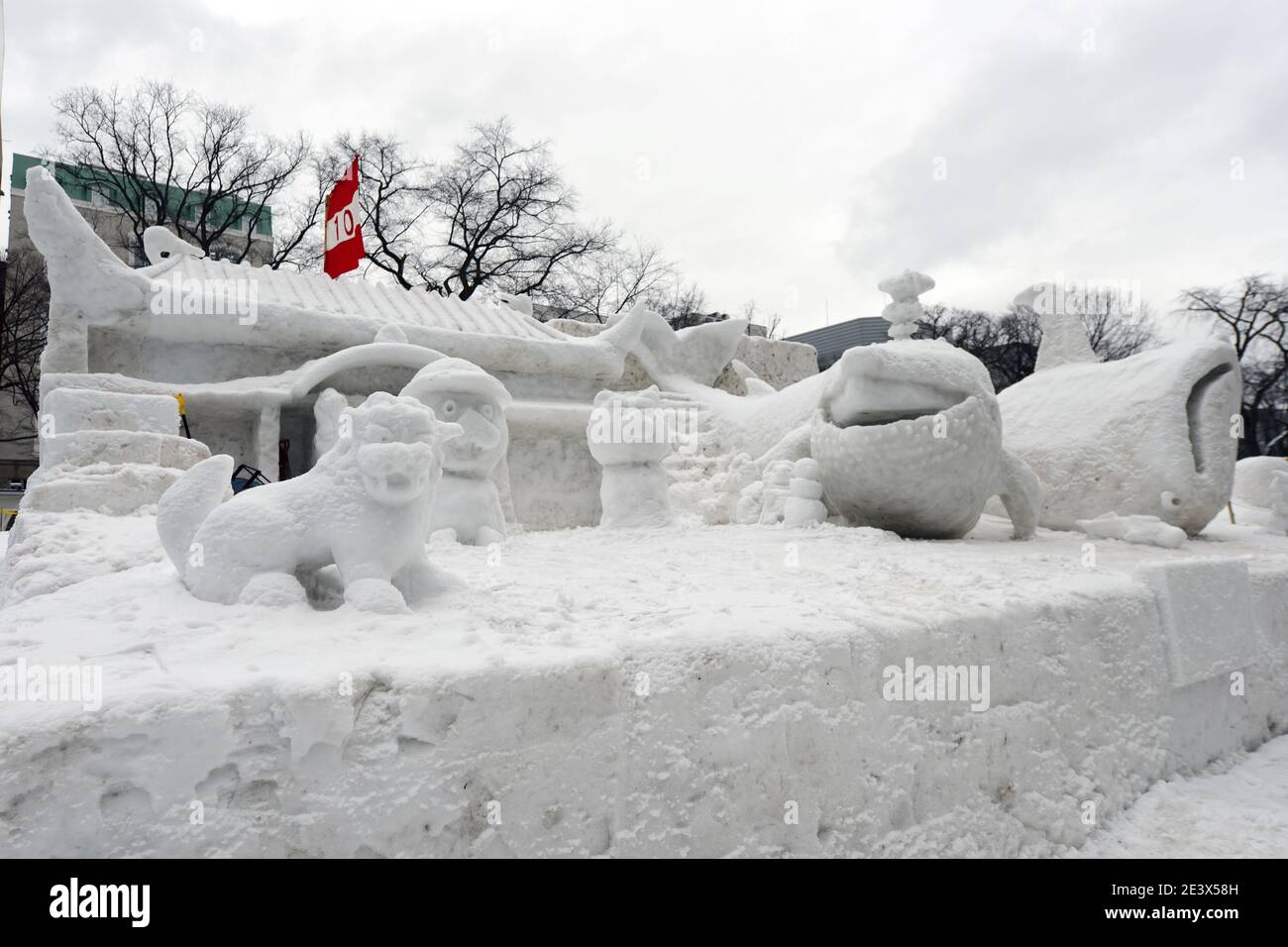Sculptures de neige dans le festival de neige de Sapporo, Japon. Banque D'Images